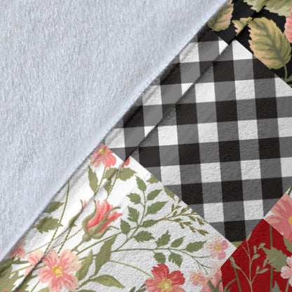 Patchwork Flower Pattern Print Design 03 Premium Blanket