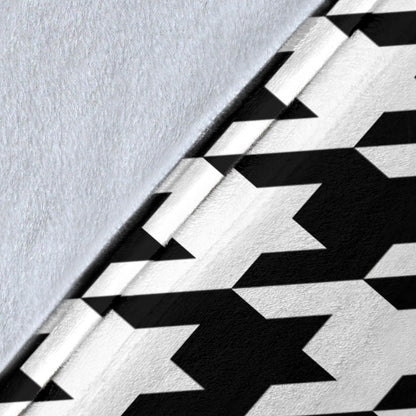 Houndstooth Black White Pattern Print Design 05 Premium Blanket