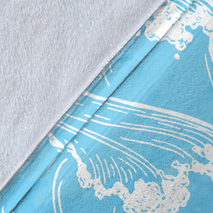 Ocean Wave Pattern Print Design A01 Premium Blanket