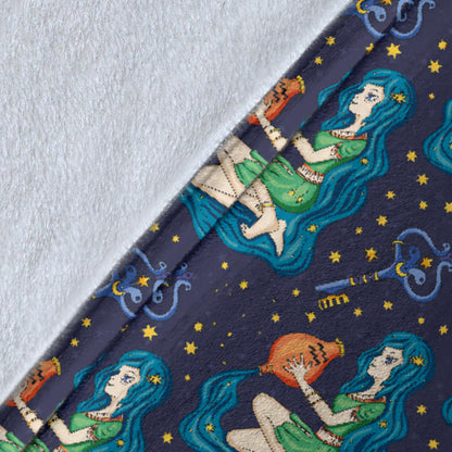 Aquarius Zodiac Pattern Print Design 03 Premium Blanket