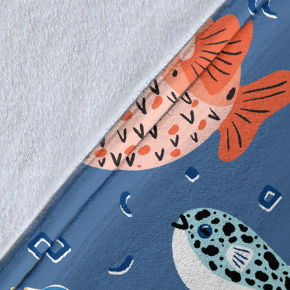 Fugu Pattern Print Design 02 Premium Blanket