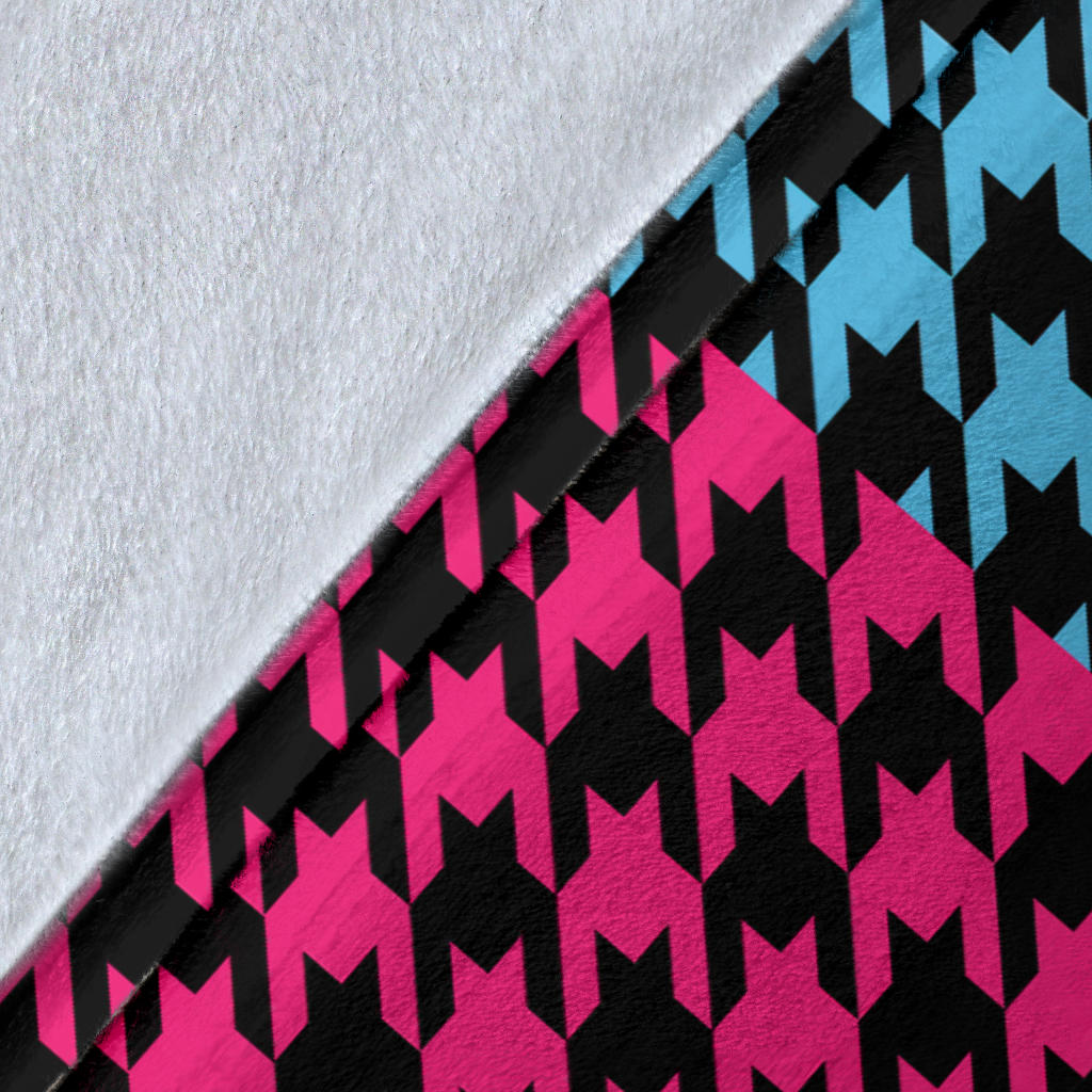 Houndstooth Colorful Pattern Print Design 01 Premium Blanket