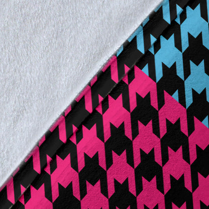 Houndstooth Colorful Pattern Print Design 01 Premium Blanket