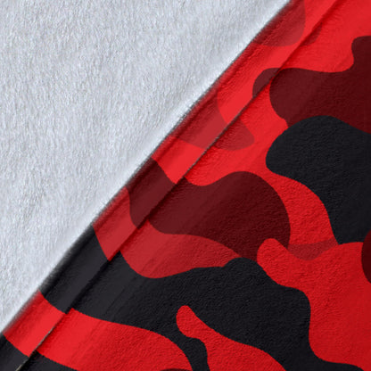 Camo Red Pattern Print Design 03 Premium Blanket