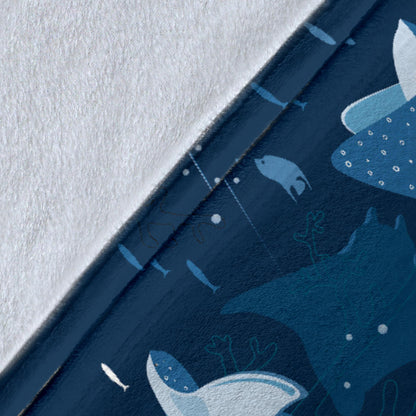Manta Ray Pattern Print Design 02 Premium Blanket