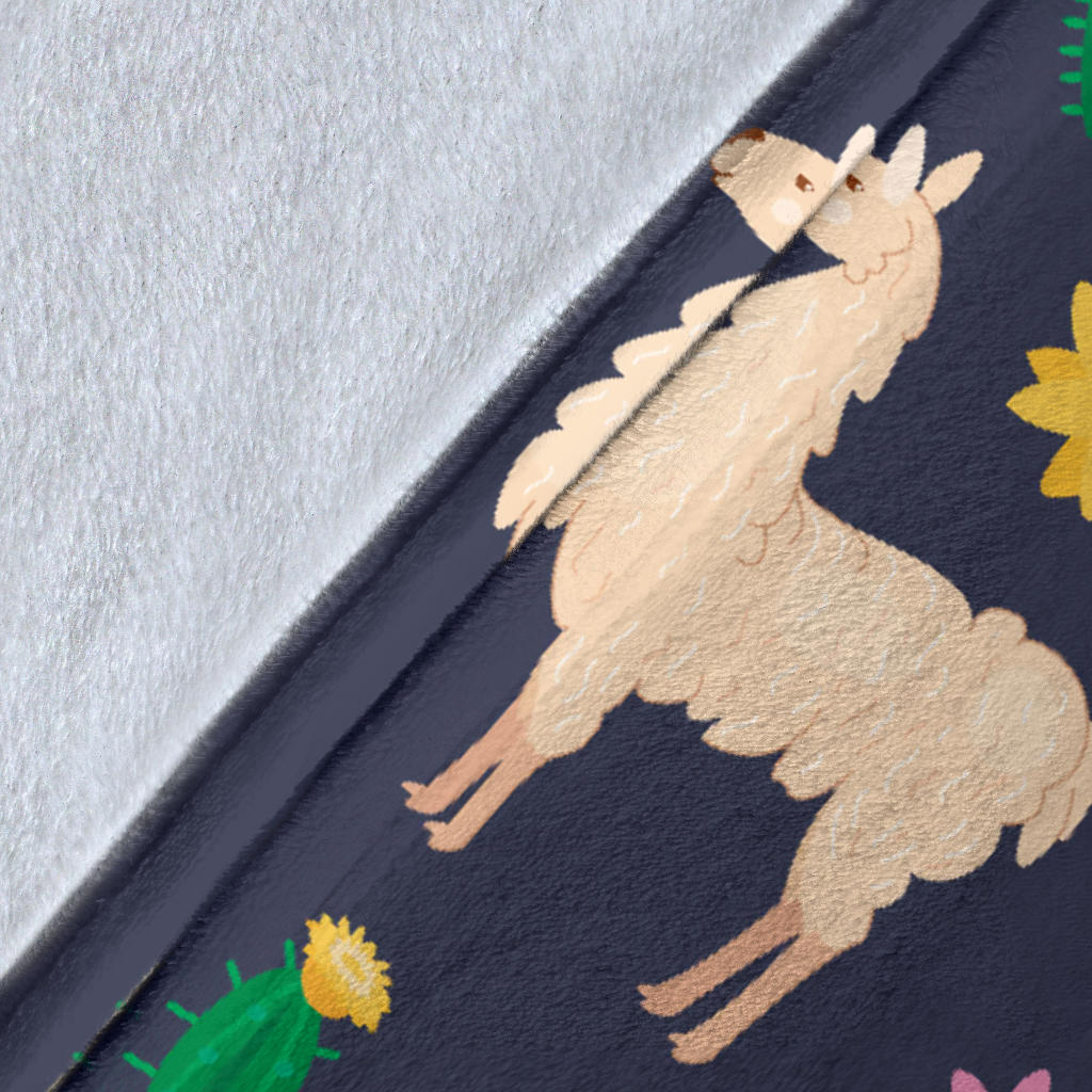 Llama Cactus Pattern Print Design 012 Premium Blanket