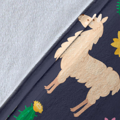 Llama Cactus Pattern Print Design 012 Premium Blanket