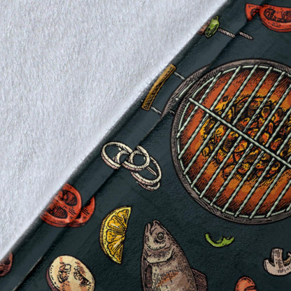 Barbecue Pattern Print Design 02 Premium Blanket