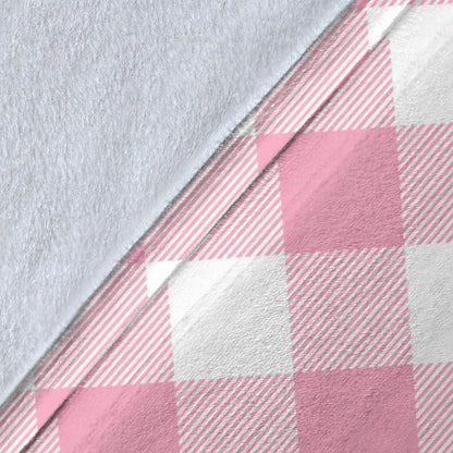 Gingham Pink Pattern Print Design 02 Premium Blanket