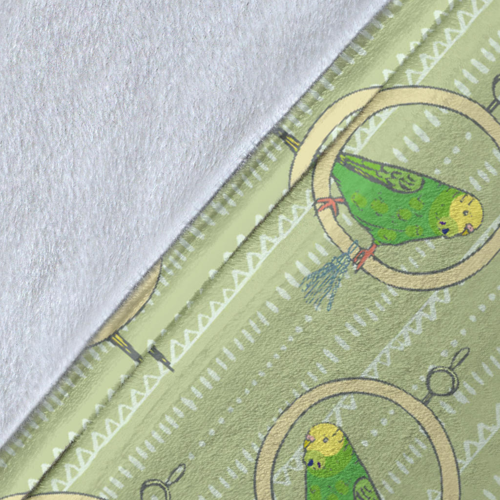 Budgerigar Pattern Print Design 02 Premium Blanket