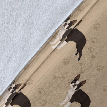 Boston Terrier Pattern Print Design 02 Premium Blanket