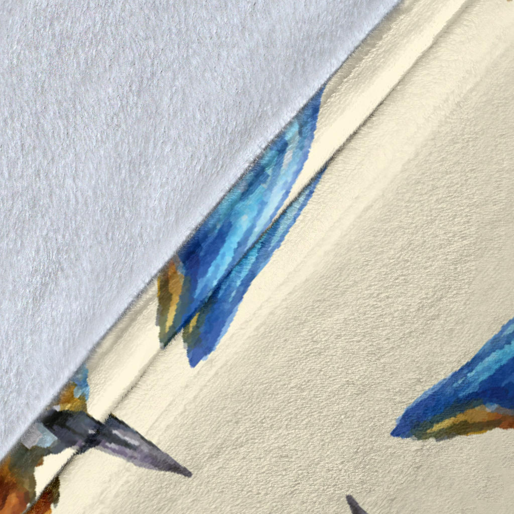 Kingfisher Pattern Print Design 01 Premium Blanket