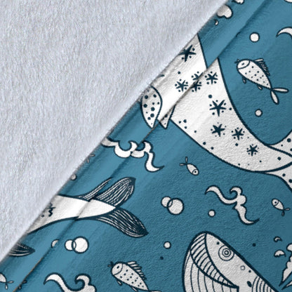 Humpback Whale Pattern Print Design 03 Premium Blanket