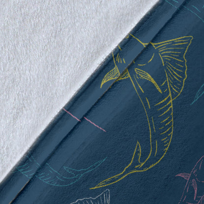 Swordfish Pattern Print Design 02 Premium Blanket