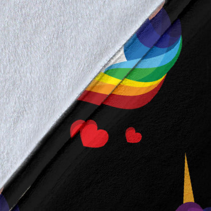 Rainbow Unicorn Pattern Print Design A03 Premium Blanket