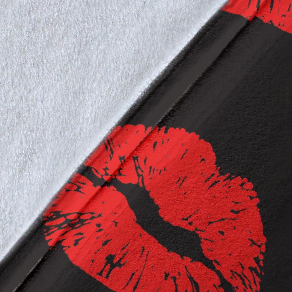 Lip Red Pattern Print Design 02 Premium Blanket