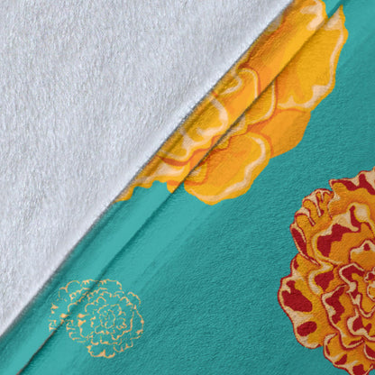 Marigold Pattern Print Design 02 Premium Blanket