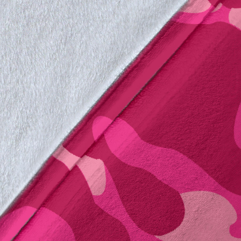 Camo Pink Pattern Print Design 01 Premium Blanket