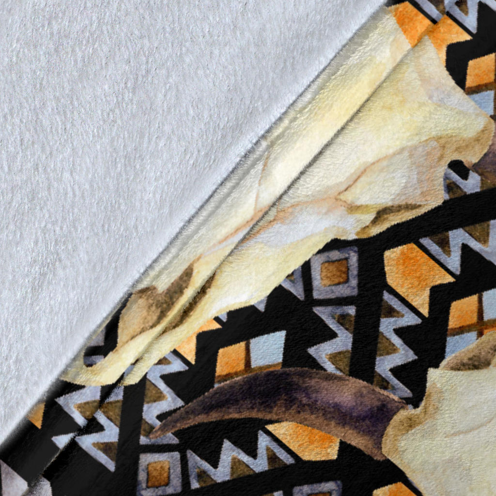 Buffalo Head Pattern Print Design 03 Premium Blanket