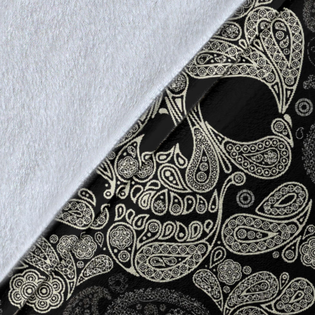 Paisley Skull Pattern Print Design A01 Premium Blanket