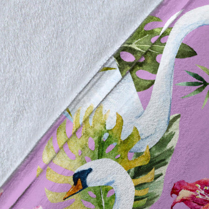 Swan with Flower Pattern Print Design 01 Premium Blanket