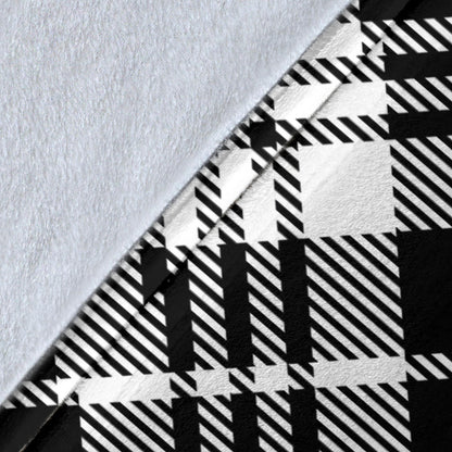 Plaid Black White Pattern Print Design A02 Premium Blanket