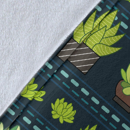 Cactus Pattern Print Design 07 Premium Blanket