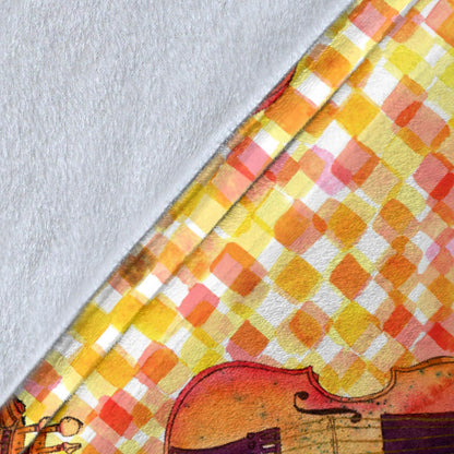 Violin Pattern Print Design 03 Premium Blanket