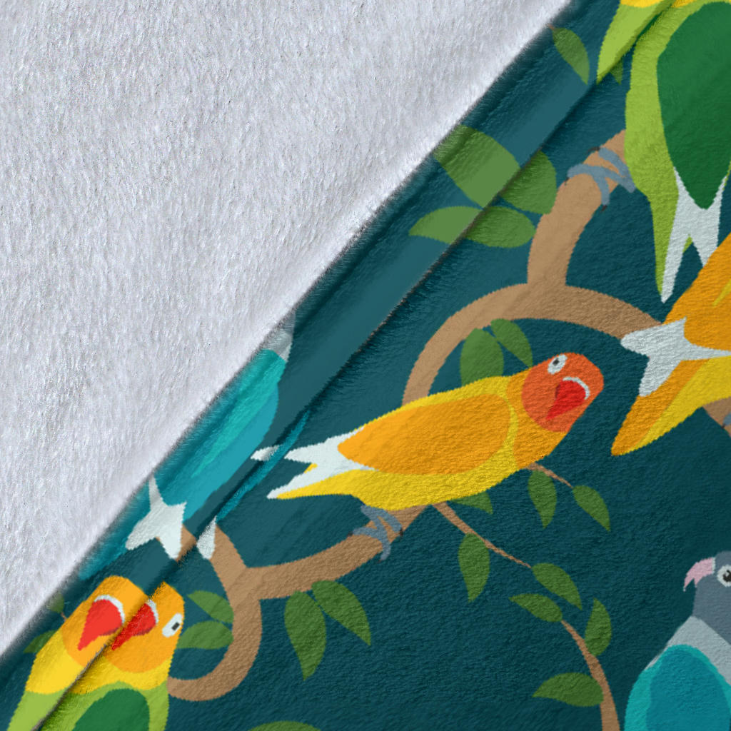 Lovebird Pattern Print Design 02 Premium Blanket