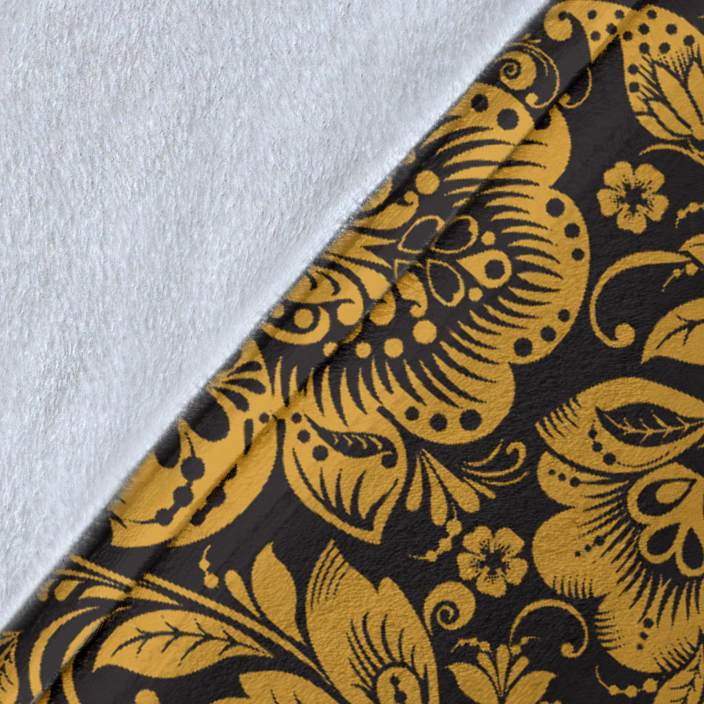 Brocade Gold Pattern Print Design 01 Premium Blanket