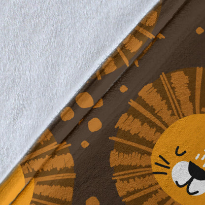 Lion Cartoon Pattern Print Design 01 Premium Blanket