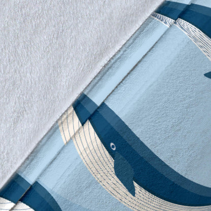 Blue Whale Pattern Print Design 02 Premium Blanket