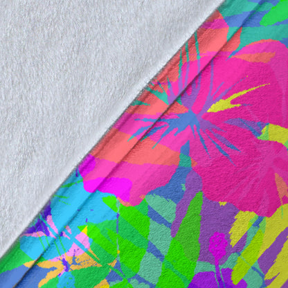 Neon Tropical Pattern Print Design A03 Premium Blanket