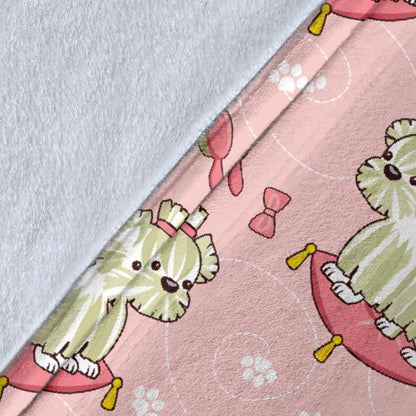 Bichons Frise Pattern Print Design 01 Premium Blanket