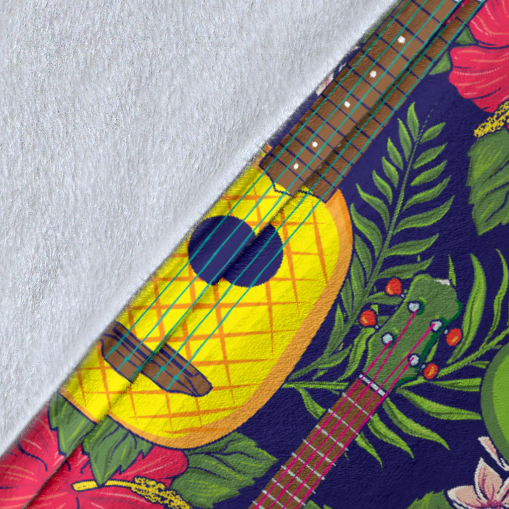 Ukulele Tropical Pattern Print Design 03 Premium Blanket