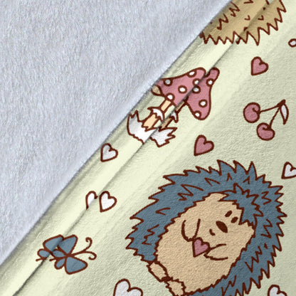 Hedgehog Cute Pattern Print Design 01 Premium Blanket