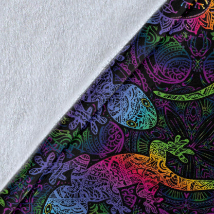 Gecko Rainbow Pattern Print Design 03 Premium Blanket