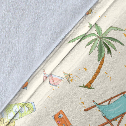 Beach Themed Pattern Print Design 05 Premium Blanket
