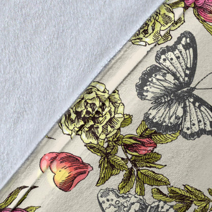 Butterfly Flower Pattern Print Design 06 Premium Blanket