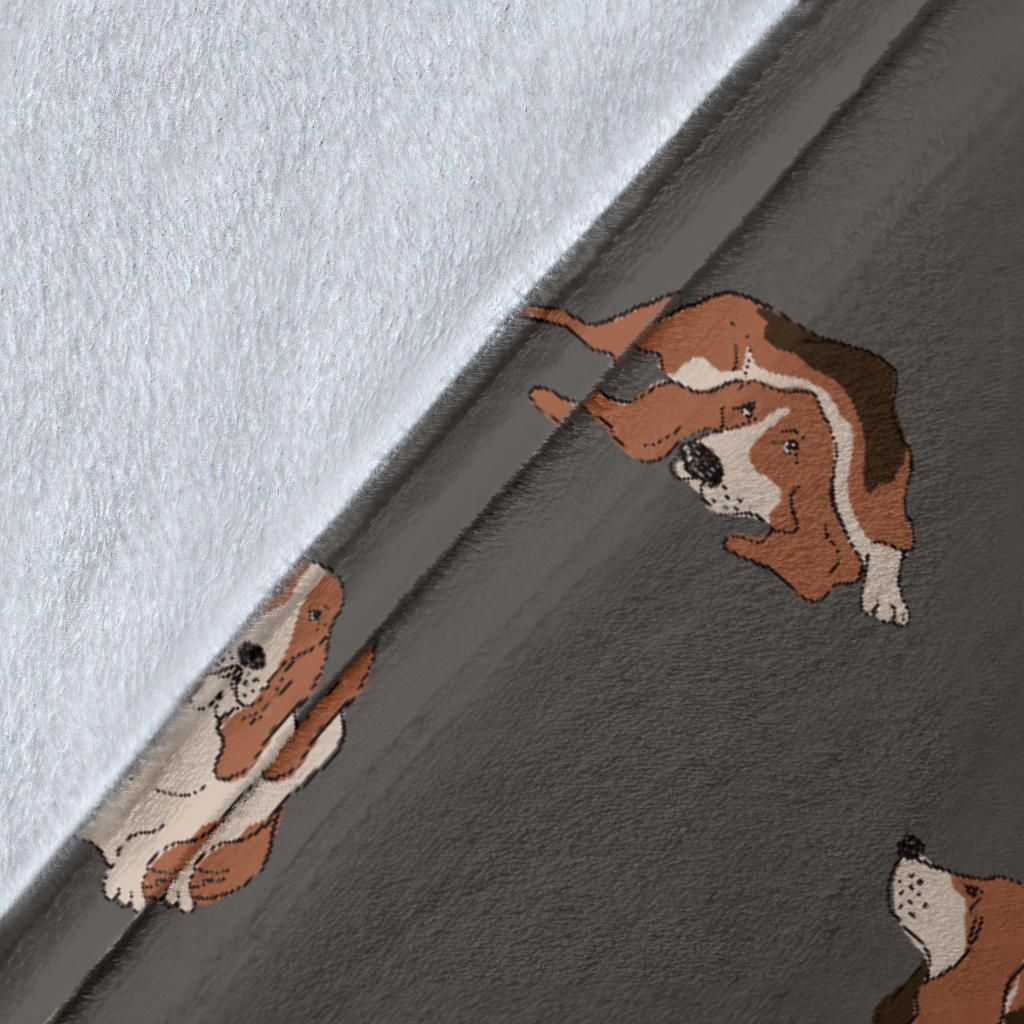 Basset Hound Pattern Print Design 03 Premium Blanket
