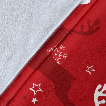 Reindeer Red Pattern Print Design 01 Premium Blanket