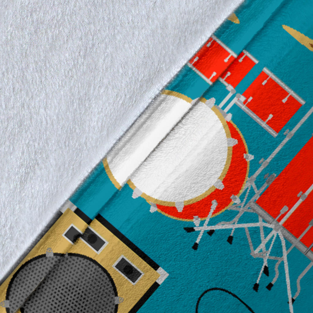 Drum Set Guitar Pattern Print Design 02 Premium Blanket
