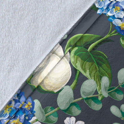 Hydrangea Pattern Print Design 02 Premium Blanket
