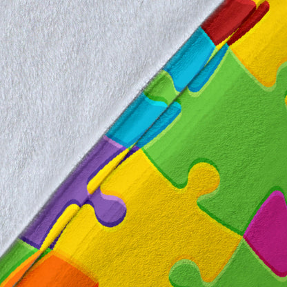 Autism Awareness Pattern Print Design 02 Premium Blanket