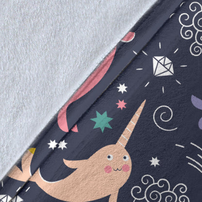 Narwhal Pattern Print Design 01 Premium Blanket