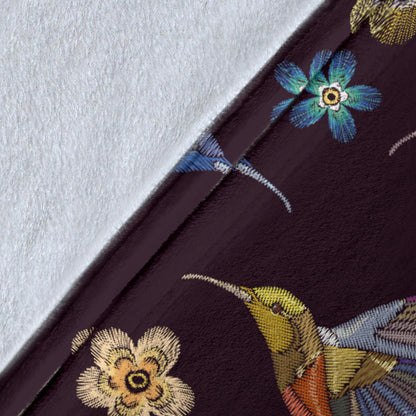 Hummingbird Pattern Print Design 04 Premium Blanket
