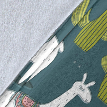 Llama Cactus Pattern Print Design 03 Premium Blanket