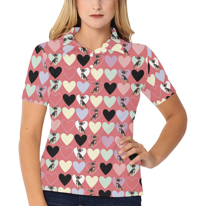 Chihuahua Pattern Print Design 01 Women's Polo Shirt