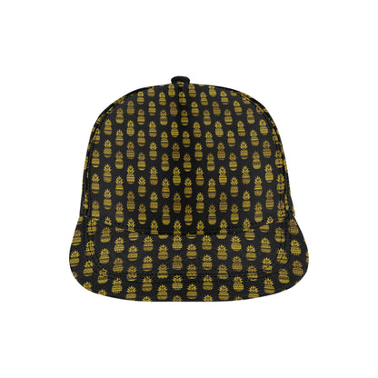 Pineapple Gold Tribal Style Print Snapback Cap