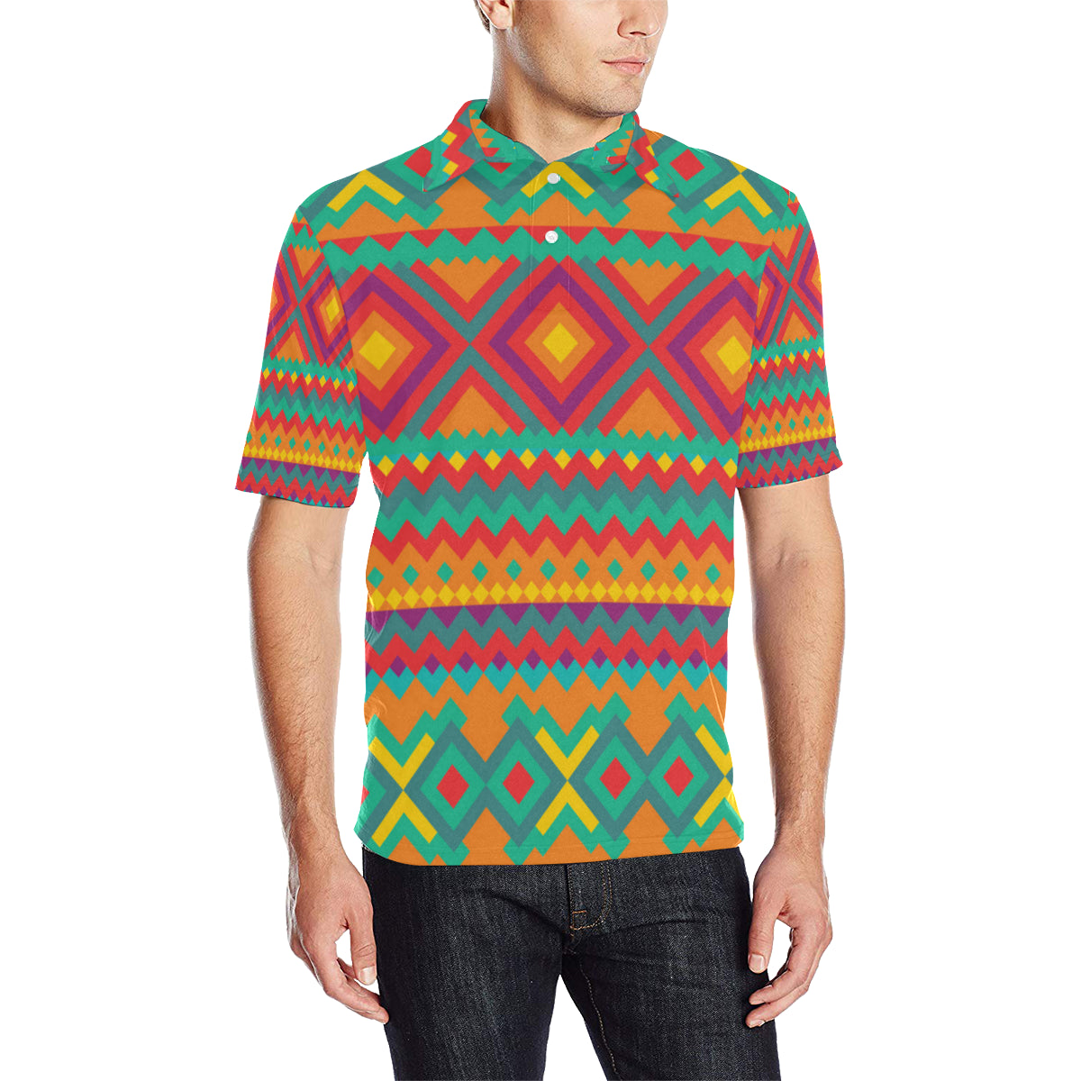 Mexican Pattern Print Design 04 Men Polo Shirt
